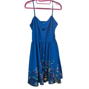 L'Amour Blue Under The Sea Dress Nanette Lepore Spagetti Straps Fit And Flare